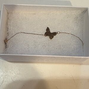 Elegant 14kt Italian Gold Butterfly Ankle Bracelet